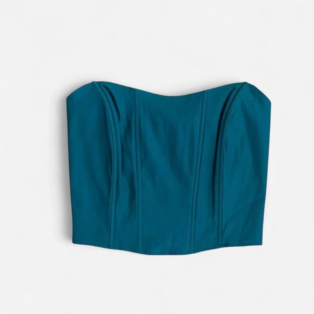 Timing Los Angeles Green Strapless Corset Bustier Top Size S NWT